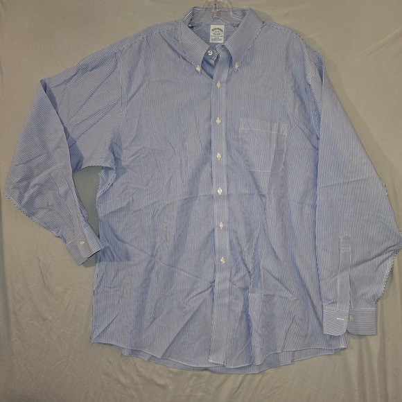 Brooks Brothers Other - Brooks Brothers Dress Shirt 18-36 Mens Blue Striped Slim Fit Non-Iron Cotton
